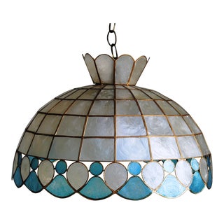 Mid Century Capiz Shell Hanging Pendant Lamp For Sale