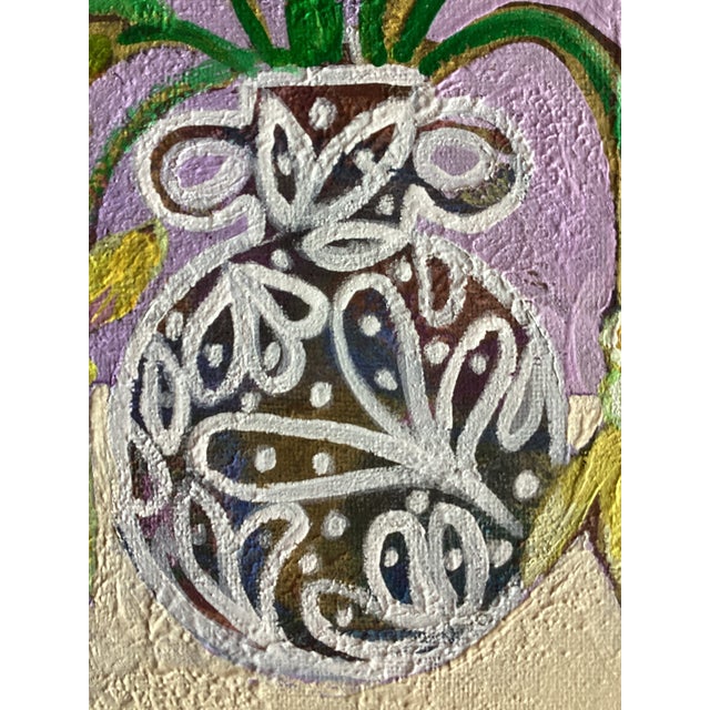 Original Still Life Flowers Painting on Canvas Colorful Modern Vase Art Contemporary Wall Decor For Sale - Image 9 of 10