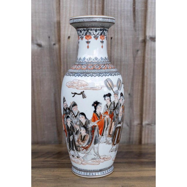 Gold 20th Century Chinese Famille Rose Grisaille & Iron Red Porcelain Vase For Sale - Image 8 of 18
