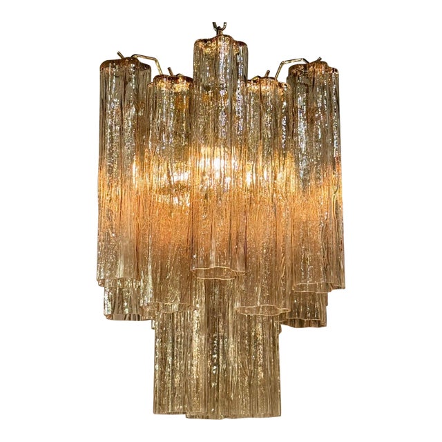 Murano Fume Tronchi Glass Chandelier For Sale