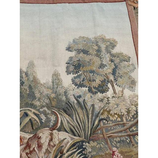 Antique French Handwoven Tapestry with Diane Return of Hunt Scene from Aubusson, 1940s For Sale - Image 11 of 18