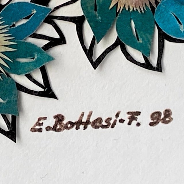 1990s Scherenschnitte Artwork a Colorful Paper Cutting by Elisabeth Bottesi-Fischer For Sale - Image 9 of 10