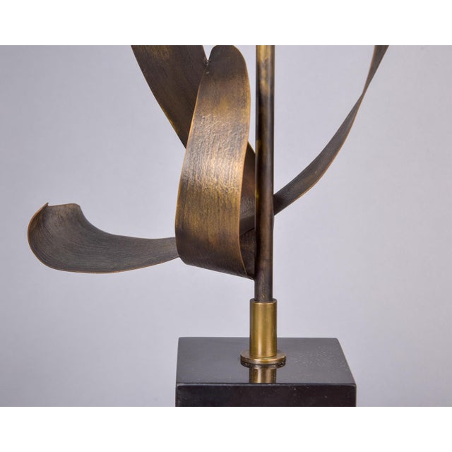 Metal Pair Vintage Italian Brutalist Style Lamps With White Shades For Sale - Image 7 of 10