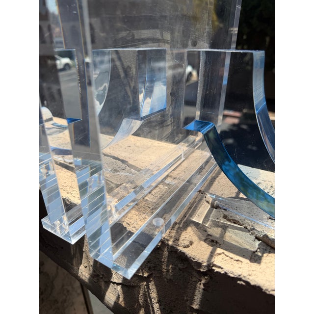 Made Goods Postmodern Sculptural Lucite Acrylic Bookends Blue Ribbon Memphis Modern Pair For Sale In San Diego - Image 6 of 7