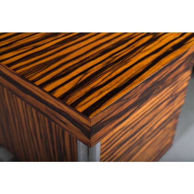 Wood Makassar Ebony Executive Desk with Chromed Futuristic Legs, 1970s For Sale - Image 7 of 18