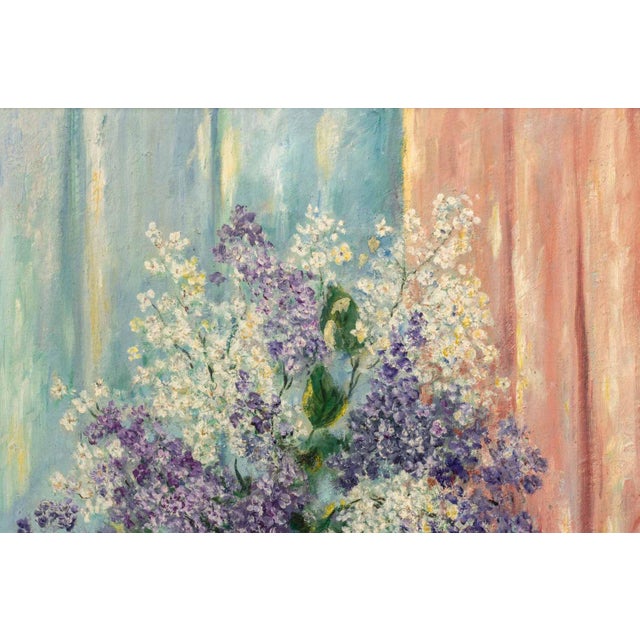 Mid 20th Century Margaret A. Rice Lilacs Still Life Oil on Canvas For Sale - Image 5 of 7