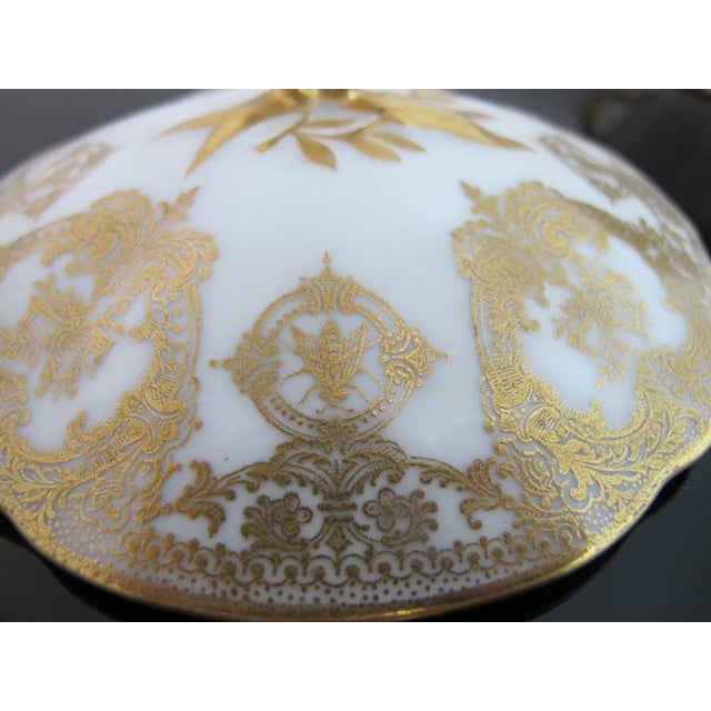 Ceramic Haviland Limoges Gold Insect Rococo Style Scroll Bouillon Soup Cup With Lid For Sale - Image 7 of 11