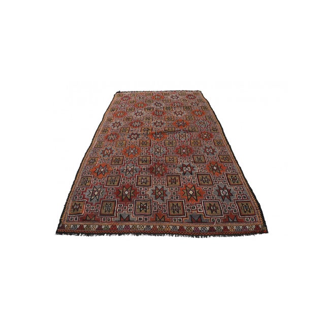 Mid-Century Modern Embroidered Vintage Kilim Rug - 5`7″ X 10`6″ For Sale - Image 3 of 6