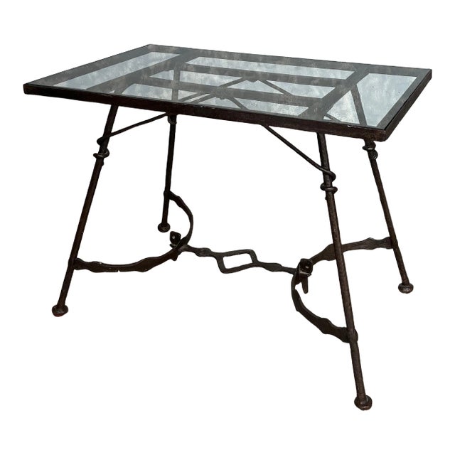 French Hand Crafted Iron End Table For Sale