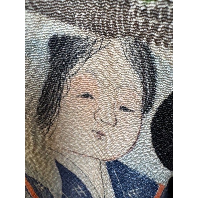 Vintage Black Kurotomesode Kimono With Hand-Embroidered Figures & Flowers For Sale In San Francisco - Image 6 of 12