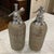 Sparklets Ltd. London, English Seltzer Bottles / Soda Siphons With Original Straws, Red Fill Bands & Woven Metal Mesh - Mid-20th Century Pair For Sale - Image 12 of 12