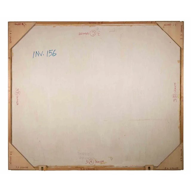 Striped composition is a contemporary artwork realized by Leo Guida in 1970s. Mixed colored oil painting on board Includes...