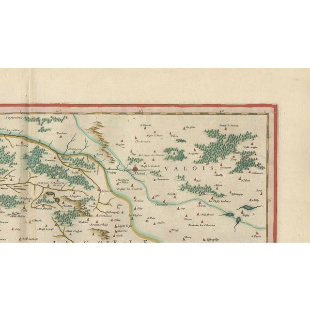 Black Antique Hand-Colored Map of Paris and Île-De-France from Blaeu, 1642 For Sale - Image 8 of 11