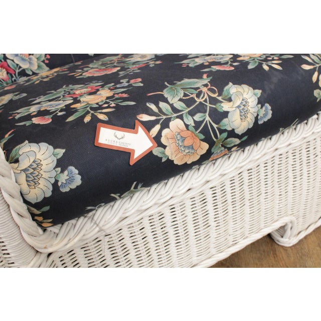 Wood Late 20th Century Traditional White Wicker Camelback Sofa For Sale - Image 7 of 12