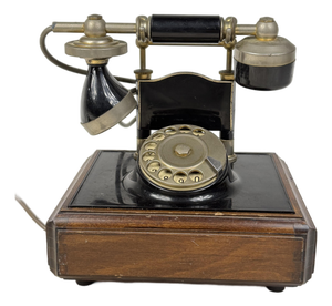 Vintage Wooden and Brass Rotary Telephone, 1950s