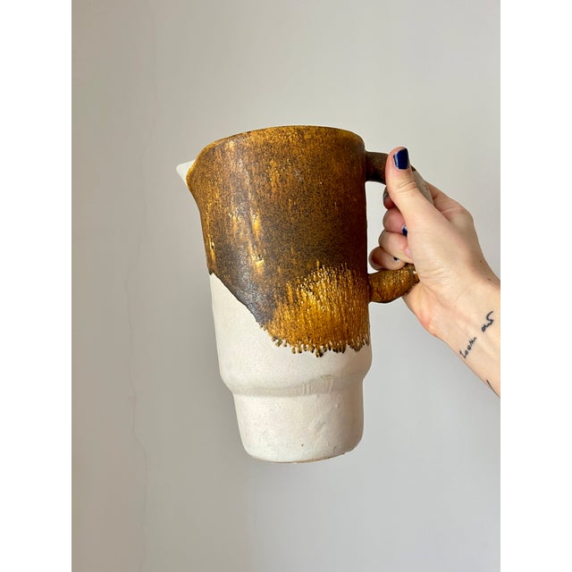 1960s Mid-Century Modernist Studio Pottery Drip Glaze Ceramic Cups and Pitcher, 1960s, Set of 7 For Sale - Image 5 of 12