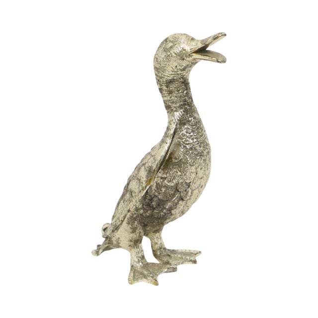 Silver Silver-Colored Duck Sculpture in the style of Mauro Manetti, 1970s For Sale - Image 8 of 11