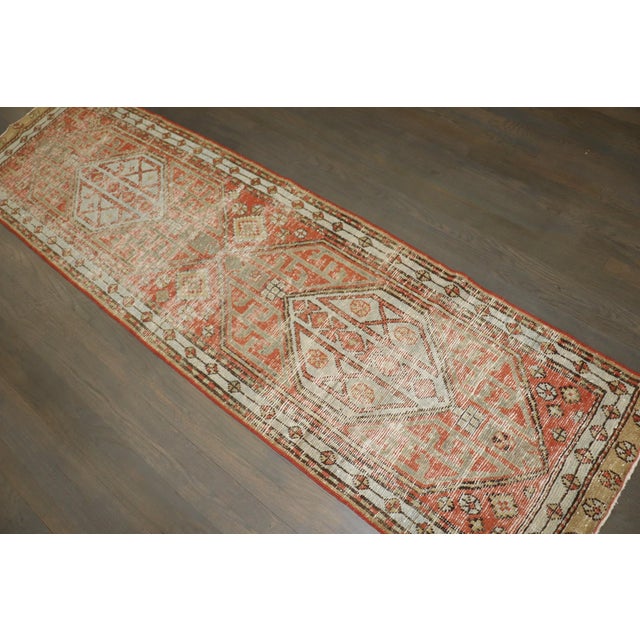 Tribal Worn Tribal Persian Serab Narrow Runner rug no. j5200 For Sale - Image 3 of 7
