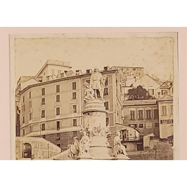 Italian Albumen Photograph of Christopher Columbus Statue, Italy, 19th Century For Sale - Image 3 of 7