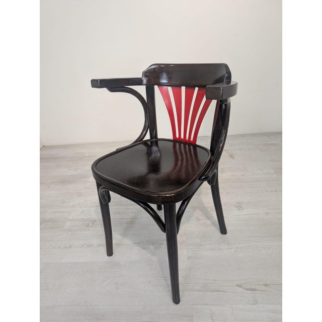 25 Armchair in Beech with Red Fan from Ton, 1965 For Sale - Image 11 of 14