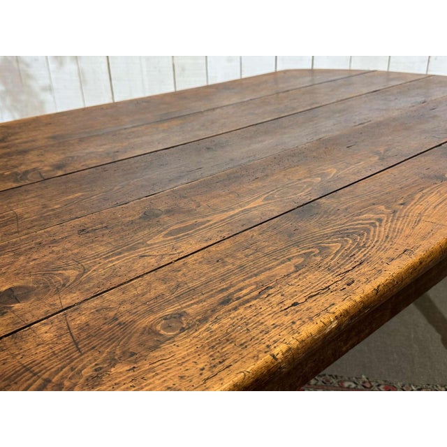 19th-Century Farmhouse Table with Fir Top and Poplar Base For Sale - Image 10 of 18