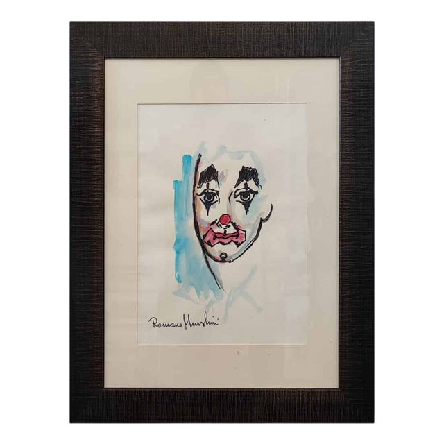 Romano Mussolini, Clown, Mixed Media, Framed For Sale