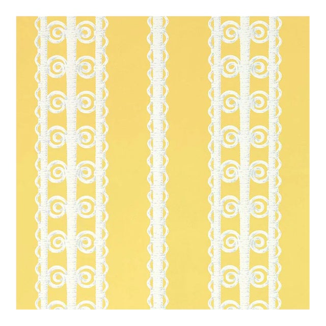 Schumacher X Celerie Kemble Wicker Stripe Wallpaper in Lemon Blossom - Set of 2 For Sale