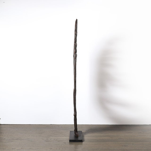 Male Yipwon Figural Carved Wood Sculpture on Stone Base For Sale - Image 9 of 12