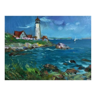 Oil Painting Sea Lighthouse Yuriy Suprunchuk For Sale
