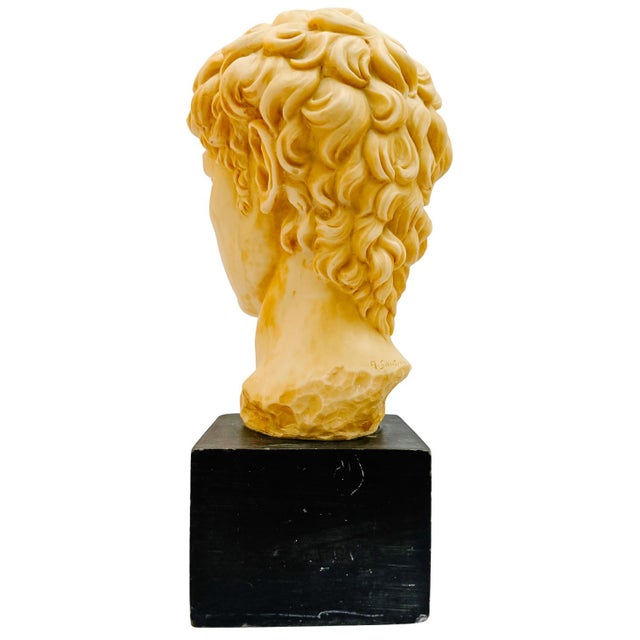 Mid-Century Italian Michelangelo’s David Bust Sculpture on Stone Plinth Base by Santini For Sale In San Diego - Image 6 of 10
