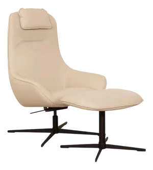 Set of Meg Lounge Chair with Stool in Beige Leather from Rolf Benz