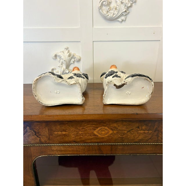 Late 19th Century Antique Black and White Staffordshire Spaniel Dogs, 1880, Set of 2 For Sale - Image 5 of 13