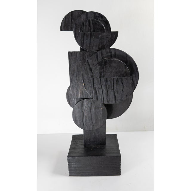Mid-Century Modern Black Geometric Abstract Sculpture After Louise Nevelson For Sale - Image 9 of 11