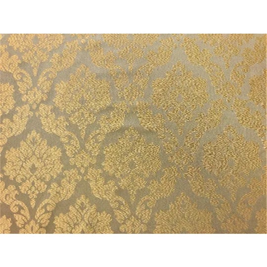 English Old Gold Floral Damask Upholstery Drapery Fabric For Sale - Image 3 of 3