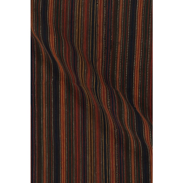 Vintage Palas Bidjar Square Kilim in Brown & Red With Bold Stripes - Rug & Kilim For Sale - Image 9 of 10
