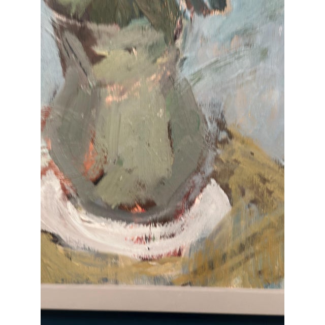 Flowers in Green Vase, 1960s, Oil on Panel, Framed For Sale - Image 5 of 14