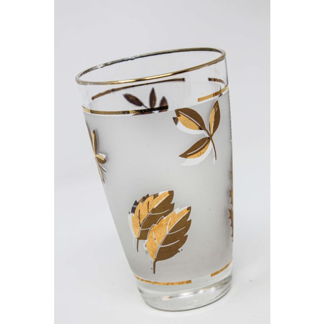 Vintage Libbey Cocktail Glasses Set, Frosted Glass with Gold Leaf For Sale - Image 15 of 18