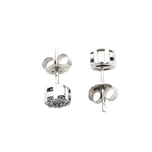 Solid White Gold Diamond Stud Earrings & Pendant Necklace Set For Sale - Image 4 of 8