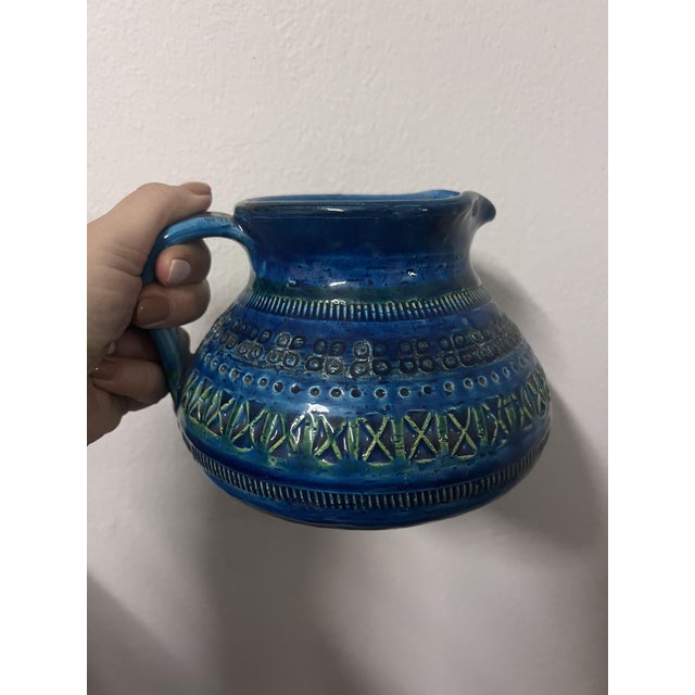 1960s Blue Ceramic Jug by Aldo Londi for Bitossi, 1970s For Sale - Image 5 of 7