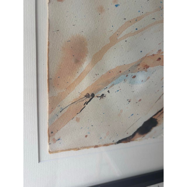 Large Vintage Abstract Watercolor - Mid-Century Modern Framed Art, Signed For Sale In Miami - Image 6 of 8