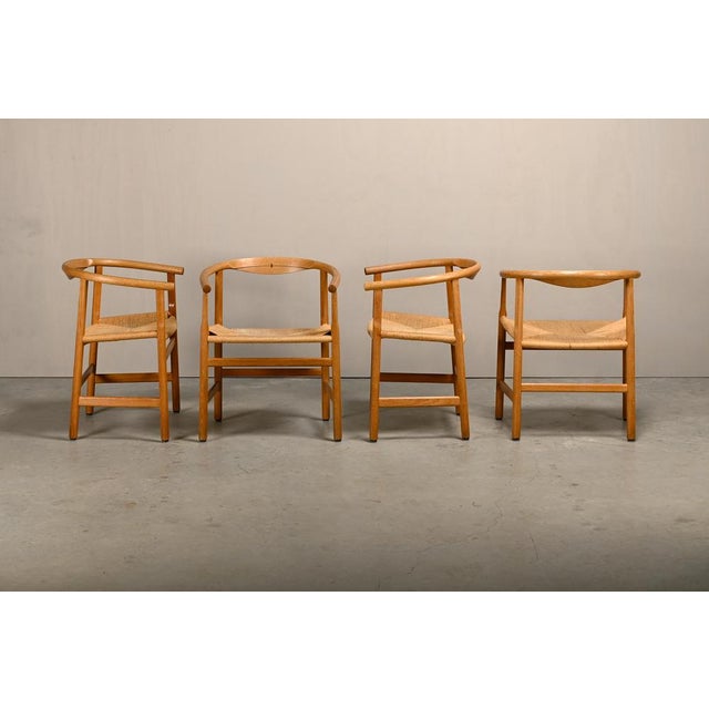 Mid-Century Modern Model PP201 Dining Chairs in Oak and Papercord Seats by Hans J. Wegner for PP Møbler, 1970s, Set of 4 For Sale - Image 3 of 18