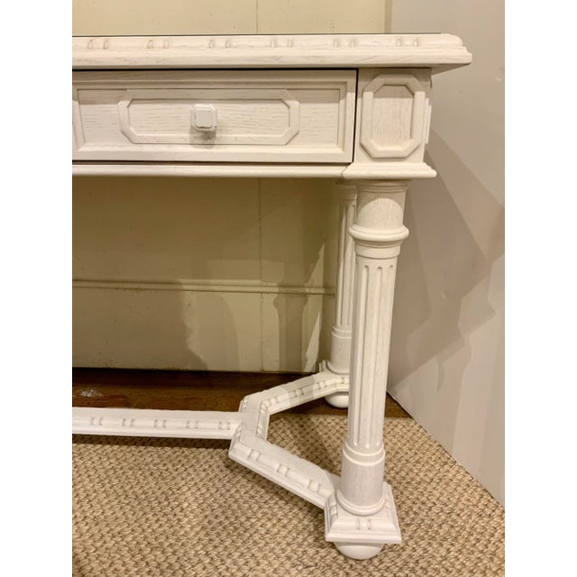 Transitional Jonathan Charles Transitional Chalk White Seagrass Console Table For Sale - Image 3 of 5