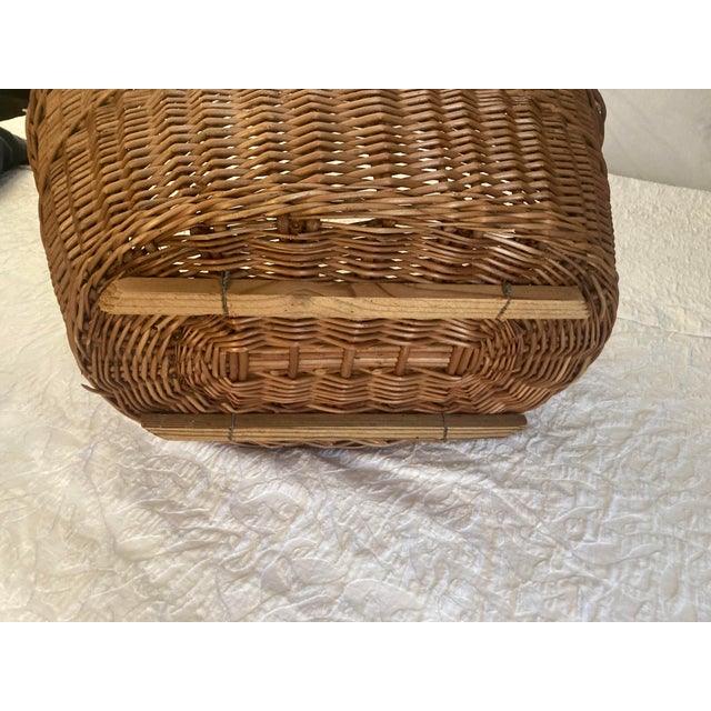 Vintage Large French Handled Wicker Basket For Sale - Image 4 of 7