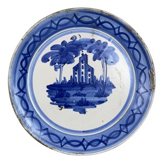 Large Hand Painted Majolica Plate, 1900s For Sale