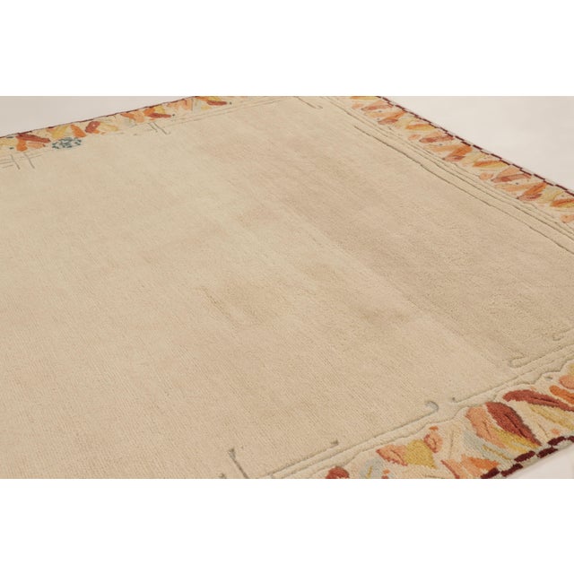 Art Deco Contemporary Art Deco Style Floral Wool Rug in Beige by Rug & Kilim, India For Sale - Image 3 of 10