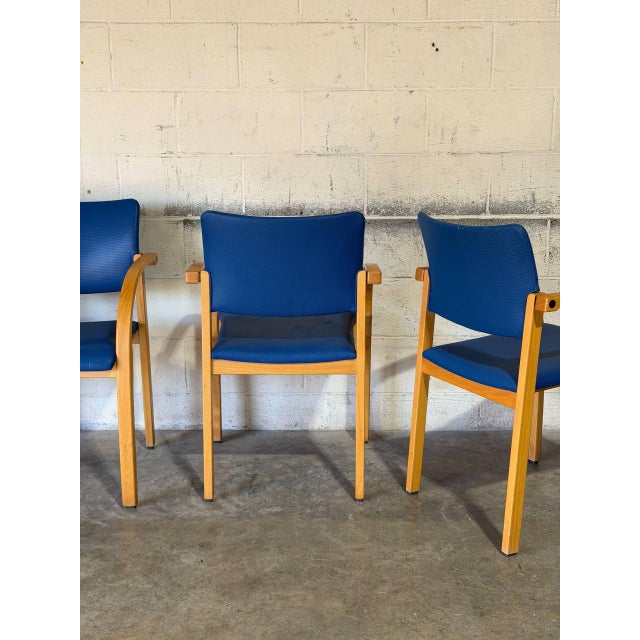 Nr. Søby Møbelpolstring Blue Upholstered Armchairs Set of 4 Danish Mid-Century Modern 1980s For Sale - Image 9 of 14
