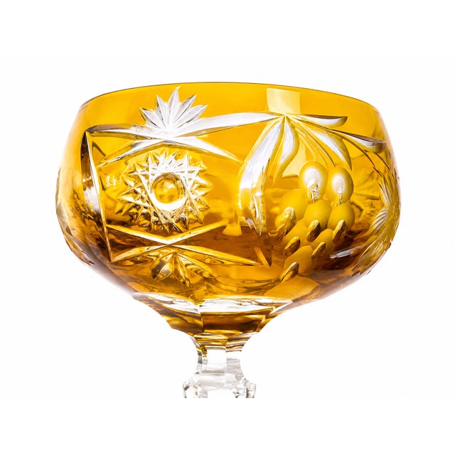 Glass Vintage Cut Amber Crystal Dinner Service by Nachtmann, Germany, 1960s, Set of 24 For Sale - Image 7 of 13