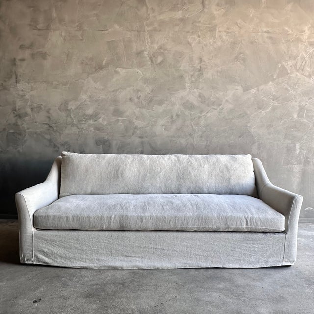 Introducing our slip-covered sofa in natural Flax 100% Hemp, with stone-washed for a relaxed, lived-in look. Sink into the...