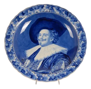 Dish Portrait Plate Frans Hals in Blue and White by Royal Delft, 1978