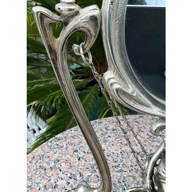 Art Nouveau Demoiselle à la Balancelle Mirror Silvered Bronze from Erté, Paris, 1907 For Sale - Image 4 of 9